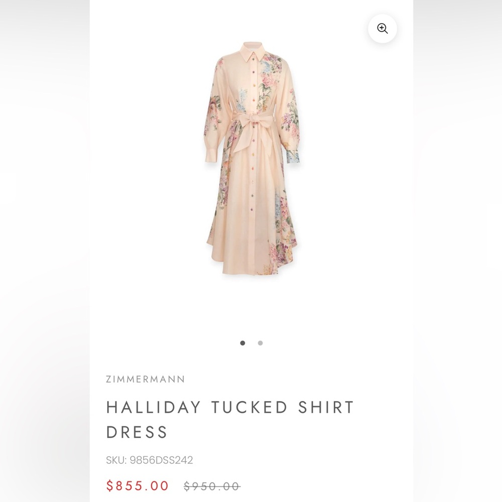 Zimmermann HALLIDAY TUCKED SHIRT DRESS, size 2, NWT, 100% linen - Picture 9 of 14